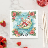 Weihnachtspoolparty mit dem Weihnachtsmann Serviette (Beispiel)