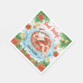 Weihnachtspoolparty mit dem Weihnachtsmann Serviette (Ecke)