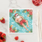Weihnachtspoolparty mit dem Weihnachtsmann Serviette (Beispiel)