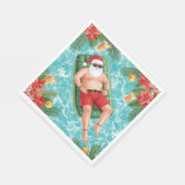 Weihnachtspoolparty mit dem Weihnachtsmann Serviette (Ecke)