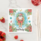Weihnachtspoolparty mit dem Weihnachtsmann Serviette (Beispiel)