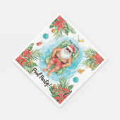 Weihnachtspoolparty mit dem Weihnachtsmann Serviette (Ecke)