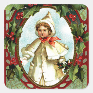 Weihnachtsportrait Quadratischer Aufkleber
