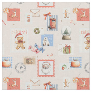 Weihnachtspost Briefmarken Weihnachtsmann Rentiere Stoff