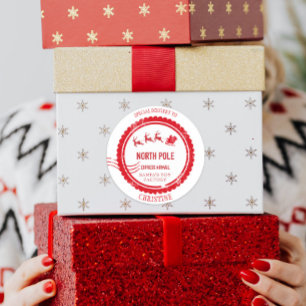 Weihnachtspost von Santa North Pole Lieferung Runder Aufkleber