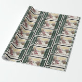 Weihnachtspostalische Briefmarke Vintag Geschenkpapier (Ungerollt)