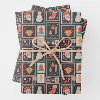Weihnachtspostbriefmarke Süße Geschenkpapier Set