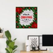 Weihnachtsposter mit Ästen und Dekoration (Heimbüro)