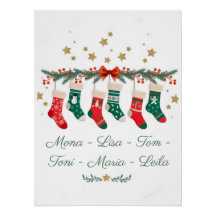 Weihnachtsposter mit Strumpfdesign, Geschenk Oma