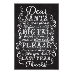 Weihnachtsposters lieben Santa Chalkboard Poster