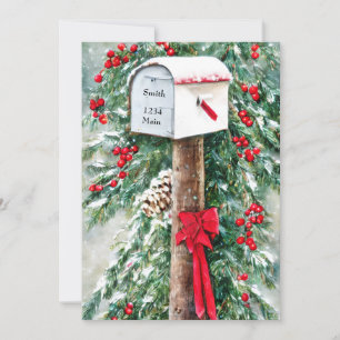 Weihnachtspostfach personalisiert preisgünstig Wei Feiertagskarte