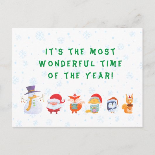 Weihnachtspostkarte des Weihnachtsmanns und seiner Postkarte (Vorderseite)