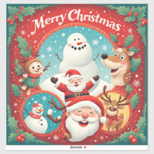 Weihnachtspostkarte Festlich Fröhlich Aufkleber