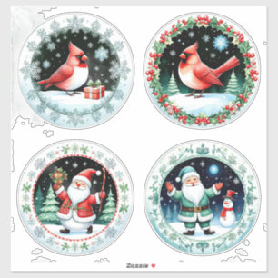 Weihnachtspostkarte Festlich Fröhliche Weihnachten Aufkleber