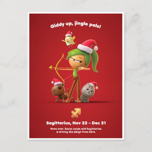 Weihnachtspostkarte für Sagittarius Postkarte (Vorderseite)