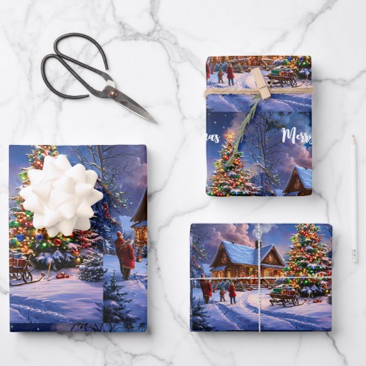 Weihnachtspostkarte Geschenkpapier Set (Vorderseite)