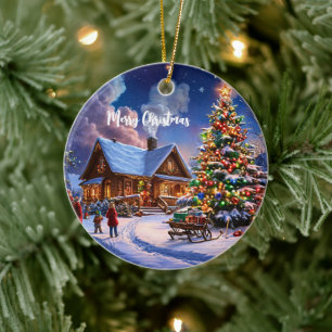 Weihnachtspostkarte Keramik Ornament