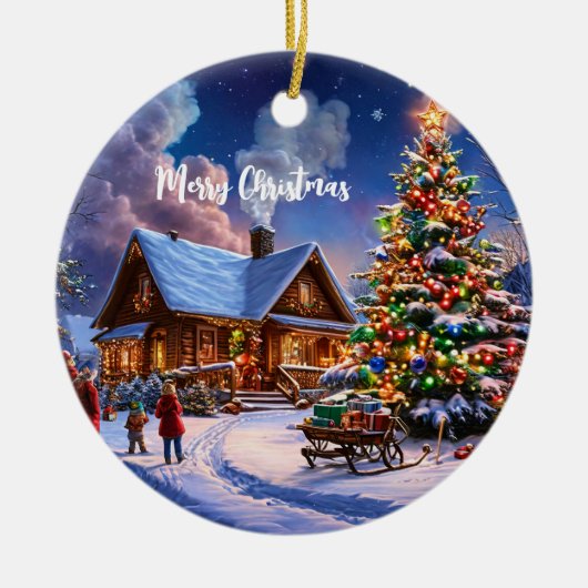 Weihnachtspostkarte Keramik Ornament (Vorne)