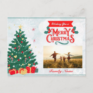 Weihnachtspostkarte mit Baum & Geschenken zum Anpa Feiertagspostkarte