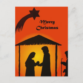 Weihnachtspostkarte mit Krippe-Silhouette Postkarte