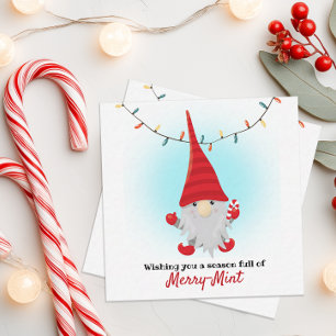Weihnachtspostkarte mit lustigem Mint-Elf Mitteilungskarte