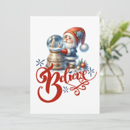 Weihnachtspostkarte mit niedlichem Gnome und Schne Feiertagskarte