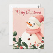 Weihnachtspostkarte mit niedlichem Schneemann Postkarte (Vorne/Hinten)