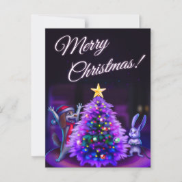 Weihnachtspostkarte mit niedlichen Tieren Postkarte