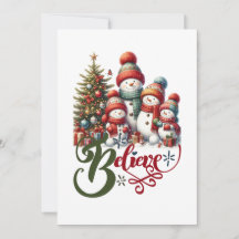 Weihnachtspostkarte mit niedlicher Schneemannsfami