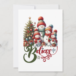 Weihnachtspostkarte mit niedlicher Schneemannsfami Feiertagskarte