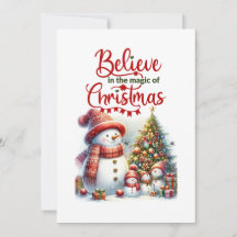 Weihnachtspostkarte mit niedlicher Schneemannsfami