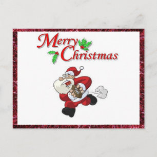 Weihnachtspostkarte mit Santa Playing Football Feiertagspostkarte