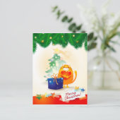 Weihnachtspostkarte mit süßem Kätzchen Feiertagspostkarte (Stehend Vorderseite)