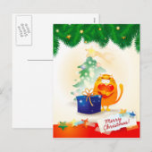 Weihnachtspostkarte mit süßem Kätzchen Feiertagspostkarte (Vorne/Hinten)