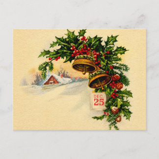 Weihnachtspostkarte mit Vintage-Weihnachtsglocke Postkarte