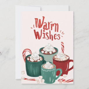 Weihnachtspostkarte mit Warm Wishes Hot Chocolate Feiertagskarte