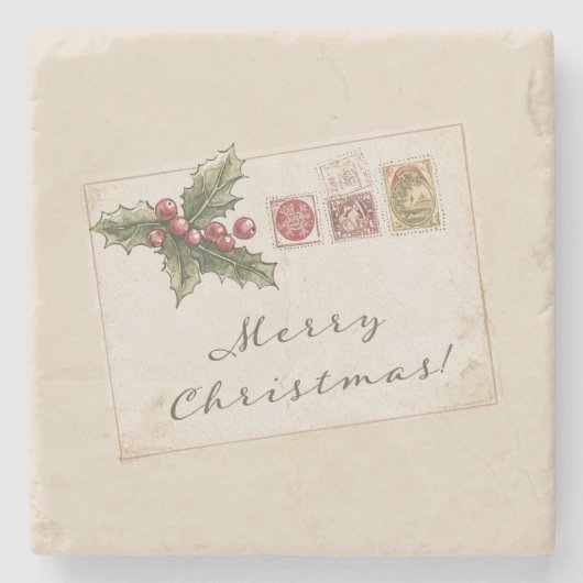 Weihnachtspostkarte Steinuntersetzer (Vorderseite)