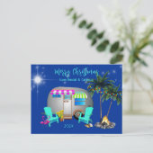 Weihnachtspostkarte Tropisches Camping Thema Postkarte (Stehend Vorderseite)