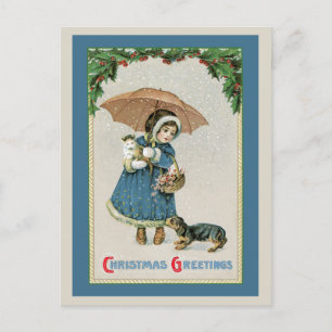 Weihnachtspostkarte: Vintage Weihnachtspostkarte Feiertagspostkarte