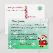 Weihnachtspostkarte vom Weihnachtsmann zum Kind Feiertagspostkarte (Vorne/Hinten)