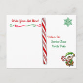 Weihnachtspostkarte vom Weihnachtsmann zum Kind Feiertagspostkarte (Rückseite)