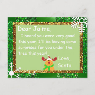 Weihnachtspostkarte von Sankt zu einem Kind Feiertagspostkarte