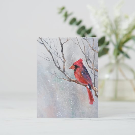 Weihnachtspostkarte "Water Color Bird" Postkarte (Stehend Vorderseite)