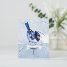 Weihnachtspostkarte "Water Color Bird"