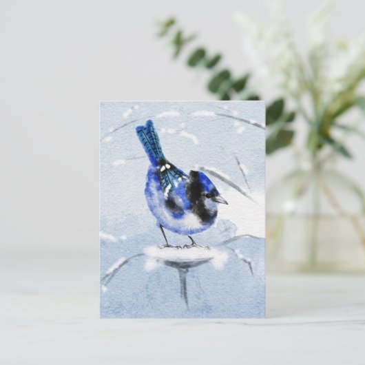 Weihnachtspostkarte "Water Color Bird" Postkarte (Stehend Vorderseite)
