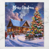 Weihnachtspostkarte Weinetikett (Einzelnes Label)