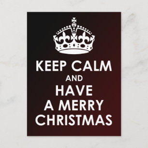Weihnachtspostkarten mit der Aufschrift 'Keep Calm Feiertagspostkarte