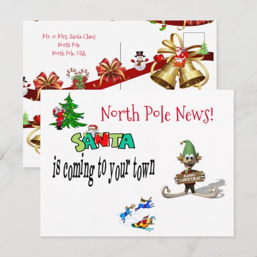 Weihnachtspostkarten Nordpol Santa Elf Postkarte (Vorne/Hinten)