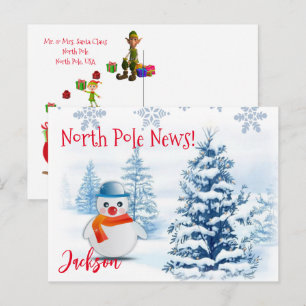 Weihnachtspostkarten Nordpol Schneemann Postkarte