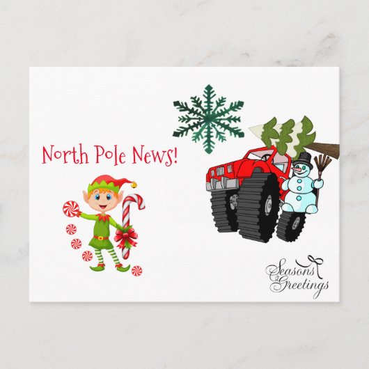 Weihnachtspostkarten Nordpol Snowman Elf Postkarte (Vorderseite)
